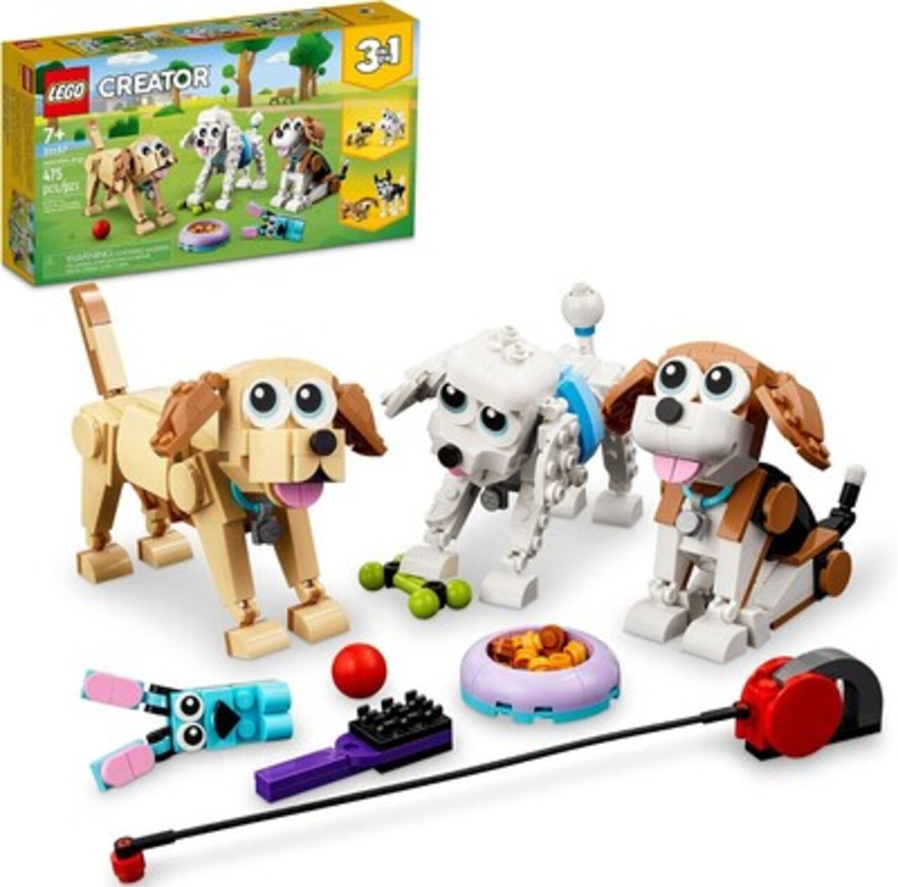 LEGO Creator 3 in 1 Adorable Dogs Building Toy Set, Gift for Dog Lovers, Featuring Dachshund, Beagle, Pug, Poodle, Husky, and Labrador Figures for Kids 7 and Up, 31137